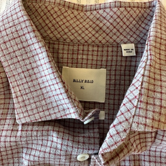 Billy Reid Midweight Flannel Buttondown – XL (Grey and Burgundy) - Picture 2 of 4